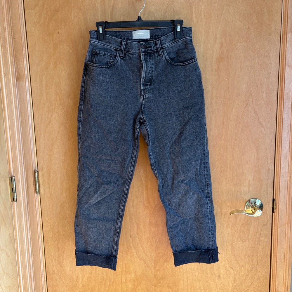 Everlane The Cheeky Straight Leg Jeans Cropped Charcoal Gray‎ Women's Size 28